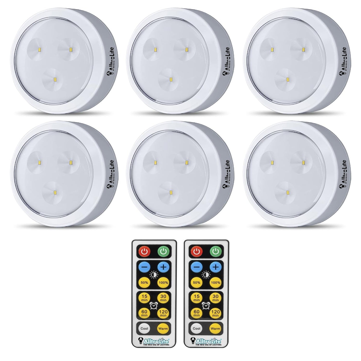 6 Pack LED Puck Lights with 2 Remotes (FA9099) – Alltrolite