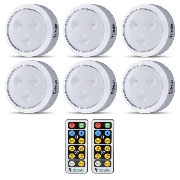 6 Pack LED Puck Lights with 2 Remotes (FA9099)