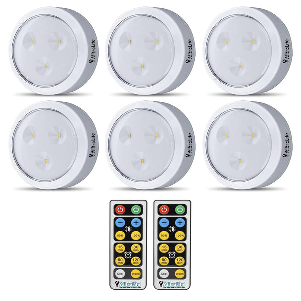 LED White Puck Light With Remote (2-Pack)