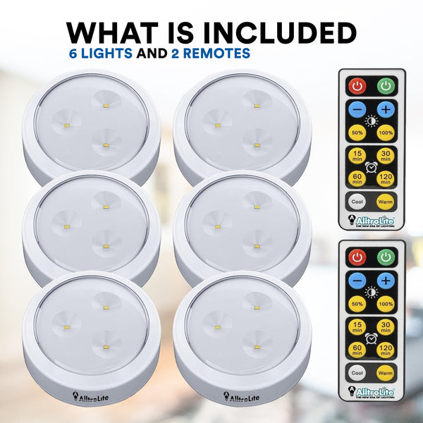 6 Pack LED Puck Lights with 2 Remotes (FA9099)