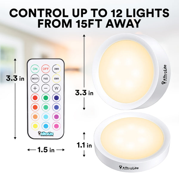 6 Pack Color Changing LED Puck Lights with 2 Remotes (FA7835)