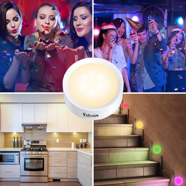 6 Pack Color Changing LED Puck Lights with 2 Remotes (FA7835)