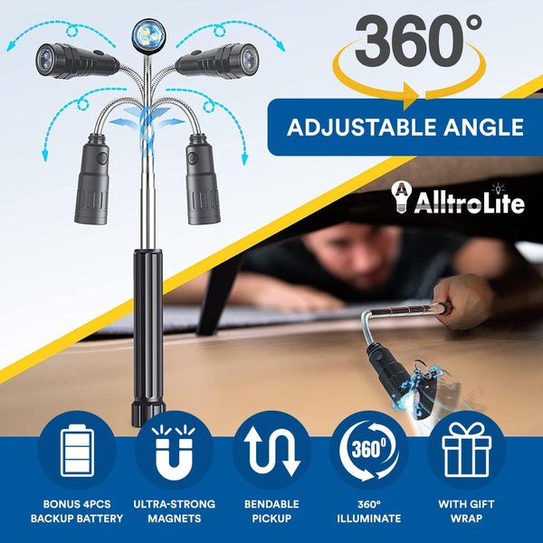 DK30 Magnetic Pickup Tool Flashlight - Gifts for Men - Telescoping Magnet Pickup Tool with Bright LED Lights and Extendable Neck up to 22 Inches - Gifts for Men, Husband, Handyman 