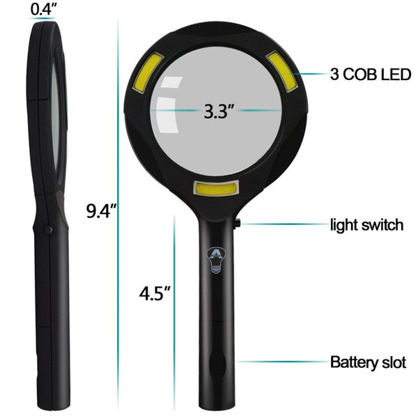 COB LED Magnifying Glass 5X Illuminated Len - alltrolite